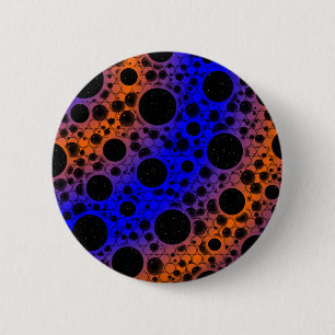 Badge Rond 5 Cm Zones de bulles spatiales - Bleu/Orange