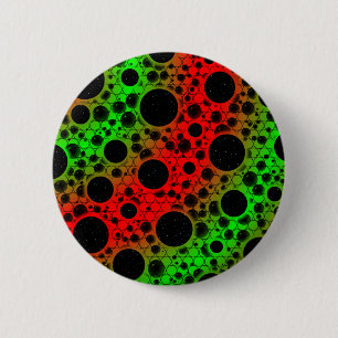 Badge Rond 5 Cm Zones de bulles spatiales - Rouge/Vert