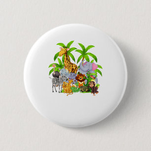 Badge Rond 5 Cm Zoo Animaux Safari Faune Fête Anniversaire A Day A
