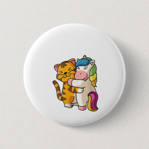 Badge Rond 5 Cm Zoo des femmes Tiger et Unicorn Cute Zoo Animation