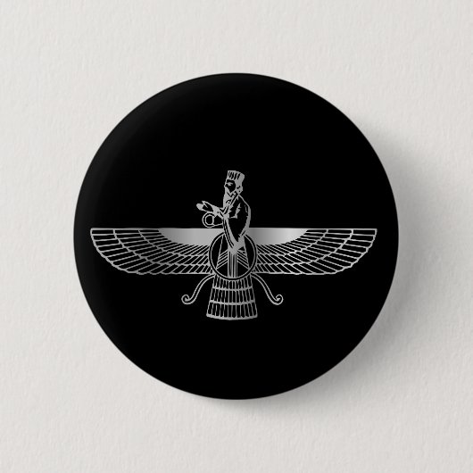 Badge Rond 5 Cm Zoroastrianism Faravahar (Devant)