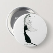 BADGE ROND 7,6 CM 月と黒猫 (Devant & derrière)