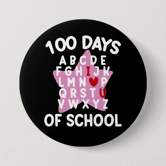 Badge Rond 7,6 Cm 100 Jours D'Alphabet Scolaire 100E Jour Enseignant (Devant)