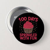 Badge Rond 7,6 Cm 100 Jours Parsemés De Fun Cupcake Écolière  (Devant & derrière)