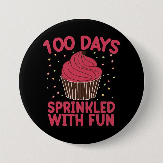 Badge Rond 7,6 Cm 100 Jours Parsemés De Fun Cupcake Écolière  (Devant)