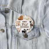 Badge Rond 7,6 Cm 1er Rodeo Birthday Boy Western (En situation)