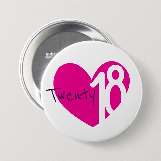 Badge Rond 7,6 Cm 2018 nouvel an amour 2018 bouton/badge (Devant & derrière)