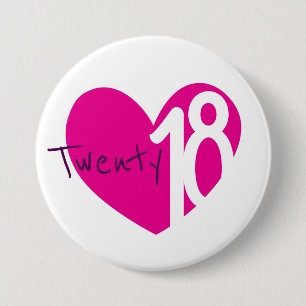 Badge Rond 7,6 Cm 2018 nouvel an amour 2018 bouton/badge