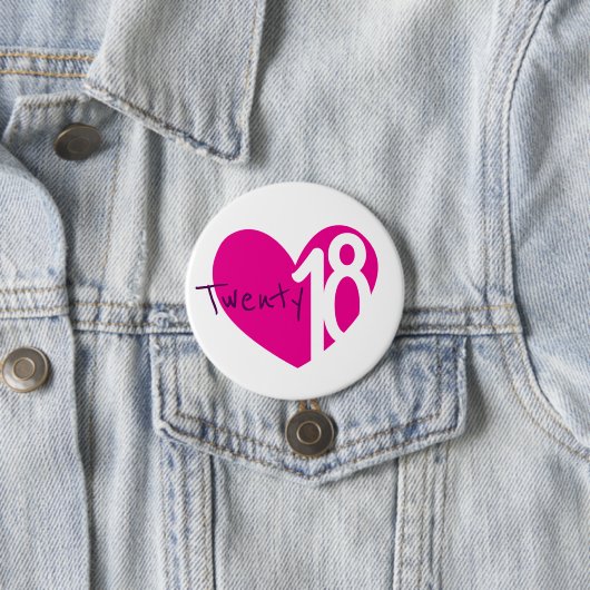 Badge Rond 7,6 Cm 2018 nouvel an amour 2018 bouton/badge (En situation)