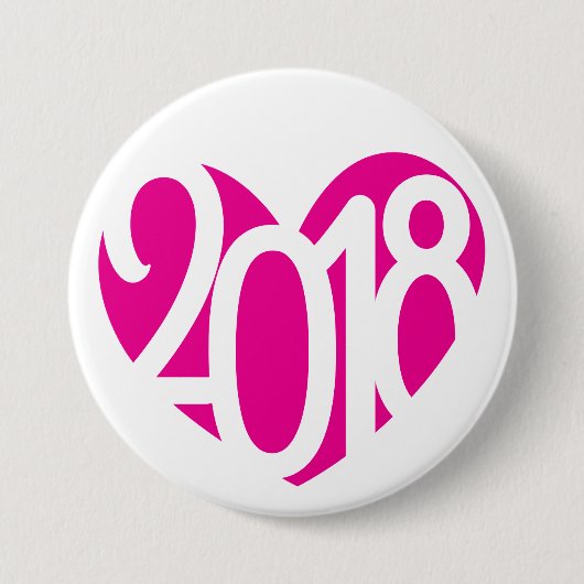 Badge Rond 7,6 Cm 2018 nouvel an amour 2018 bouton/badge (Devant)