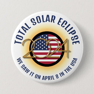 BADGE ROND 7,6 CM 2024 TOTAL SOLAIRE ECLIPSE USA