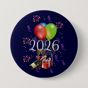 Badge Rond 7,6 Cm 2026 Célébrer, c'est l'heure de faire la fête.