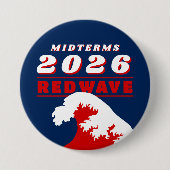 Badge Rond 7,6 Cm 2026 Midterms RED WAVE (Devant)