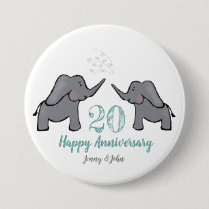 Badge Rond 7,6 Cm 20e anniversaire du mariage chinois éléphant