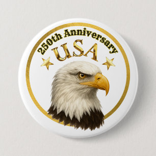 Badge Rond 7,6 Cm 250e anniversaire des États-Unis Aigle américain o