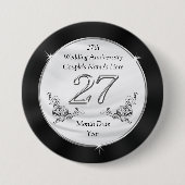 Badge Rond 7,6 Cm 27èmes faveurs personnalisées d'anniversaire, (Devant)