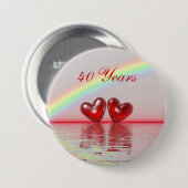 Badge Rond 7,6 Cm 40e Anniversary Ruby Hearts (Devant & derrière)