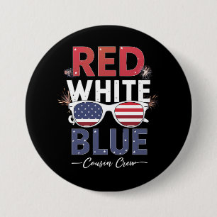 Badge Rond 7,6 Cm 4 juillet D'Équipage Rouge Blanc Et Bleu Du Cousin