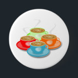 Badge Rond 7,6 Cm 4 tasses de bouton de café<br><div class="desc">Si vous aimerez votre café puis vous saurez que vous pouvez ne jamais prendre assez de café. Cette conception prouve cela avec 4 tasses de café chaud. Chaque tasse est une couleur différente et le café regarde vraiment chaud avec l'augmentation de vapeur. Ces 4 tasses de conception de café semble...</div>