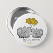 Badge Rond 7,6 Cm 50e anniversaire de mariage d'or éléphant (Devant & derrière)
