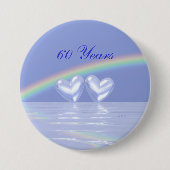 Badge Rond 7,6 Cm 60e anniversaire Coeurs de diamants (Devant)