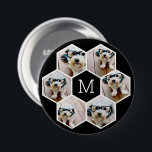 Badge Rond 7,6 Cm 6 Photo Collage dans un motif de nid d'abeille noi<br><div class="desc">Utilisez vos photos carrés pour obtenir les meilleurs résultats ! POUR MODIFIER L'ARRIÈRE - PLAN - cliquez sur la personnaliser ou la zone de conception avancée, puis choisissez une couleur dans le sélecteur de couleurs. Ajoutez vos photos et clichés préférés à cette bande de film pour un garde-mémoire amusant. Une...</div>