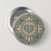 Badge Rond 7,6 Cm 75e anniversaire du Mariage Diamond (Devant & derrière)