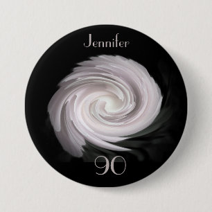 Badge Rond 7,6 Cm 90 Ans, Rose Pale Rose Éperon Bouton Pin
