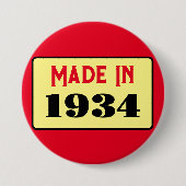Badge Rond 7,6 Cm 90e fête d'anniversaire né 1934 90 pin (Devant)