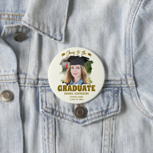 Badge Rond 7,6 Cm À la réussite du diplômé Photo personnalisée Nom F