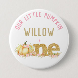 Badge Rond 7,6 Cm Ă?re fille d'anniversaire d'or de citrouille
