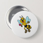 Badge Rond 7,6 Cm Abeille à fleurs (Devant & derrière)