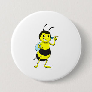 Badge Rond 7,6 Cm Abeille aux fléchettes avec fléchette
