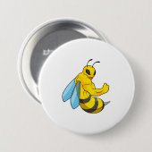 Badge Rond 7,6 Cm Abeille comme culturiste (Devant & derrière)