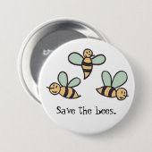 Badge Rond 7,6 Cm Abeilles (Devant & derrière)