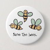 Badge Rond 7,6 Cm Abeilles (Devant)