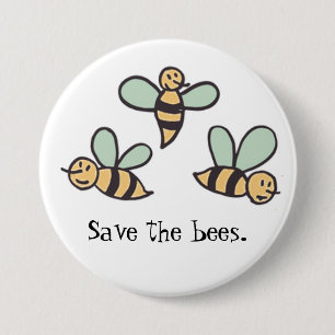 Badge Rond 7,6 Cm Abeilles