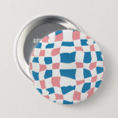 Badge Rond 7,6 Cm Abstrait bleu et rose (Devant & derrière)