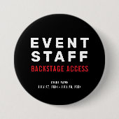 Badge Rond 7,6 Cm Accès en arrière-plan du personnel de l'événement (Devant)