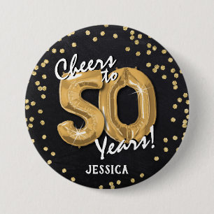 Badge Rond 7,6 Cm Acclamations d'or pour les 50 ans
