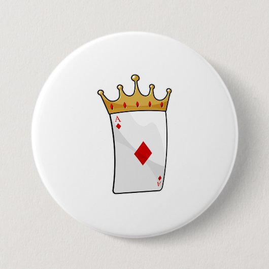 Badge Rond 7,6 Cm Ace diamant avec Couronne (Devant)