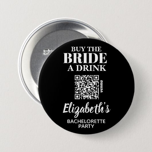 Badge Rond 7,6 Cm Acheter Mariée A Boire Bachelorette Party QR Code (Devant & derrière)