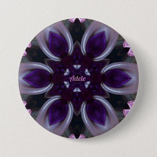 Badge Rond 7,6 Cm ADELE ~ Blanc violet Pink BLER vert rose (Devant)