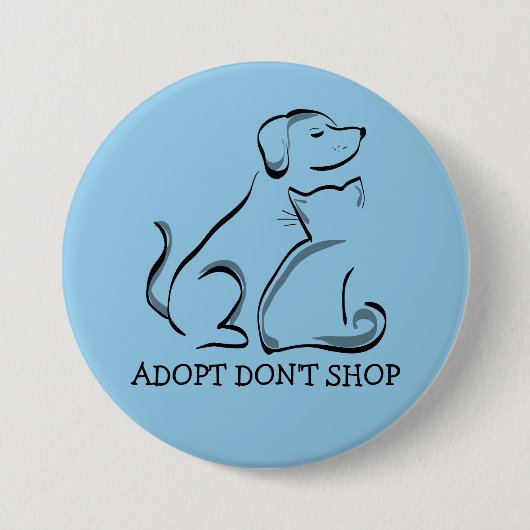 Badge Rond 7,6 Cm Adoptez Ne pas Acheter Chien Chat, Bouton rond LG  (Devant)