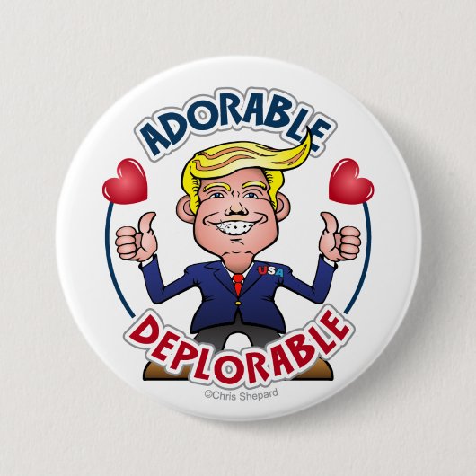 Badge Rond 7,6 Cm ADORABLE DÉPLORABLE Donald Trump Chibi Cartoon (Devant)