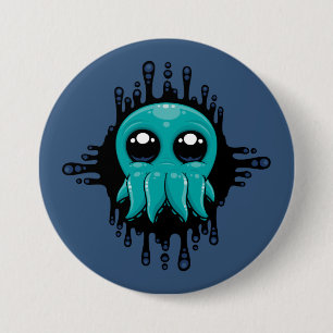 Badge Rond 7,6 Cm Adorable Enky Baby Octopus Friend
