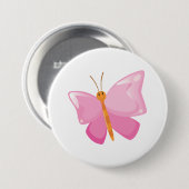 Badge Rond 7,6 Cm adorable Papillon de dessin rose (Devant & derrière)