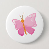 Badge Rond 7,6 Cm adorable Papillon de dessin rose (Devant)