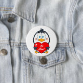Badge Rond 7,6 Cm Adorable Penguin Holding Be Mine Heart (En situation)