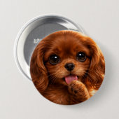 Badge Rond 7,6 Cm Adorable Ruby Cavalier Spaniel (Devant & derrière)